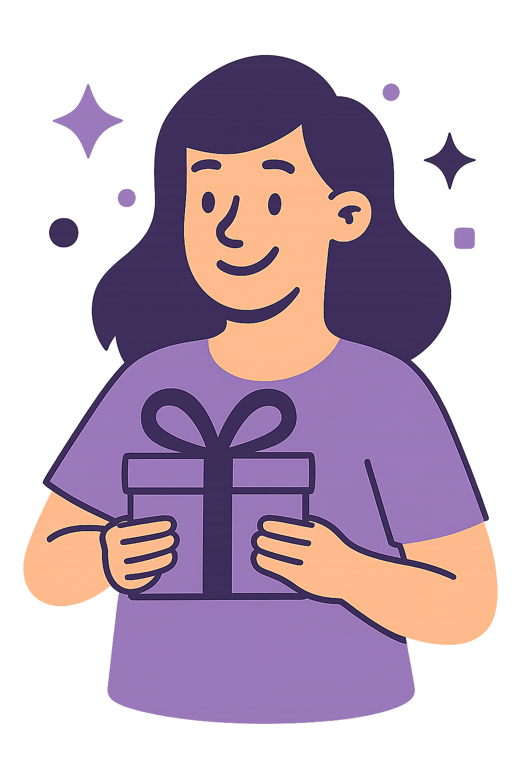 Illustration d'une personne tenant un cadeau